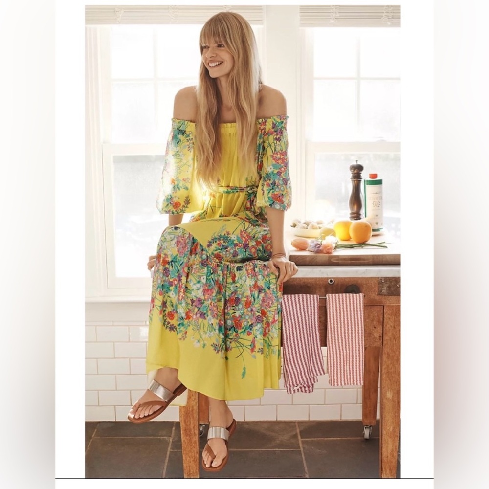 Anthropologie Yellow Floral Maxi Dress